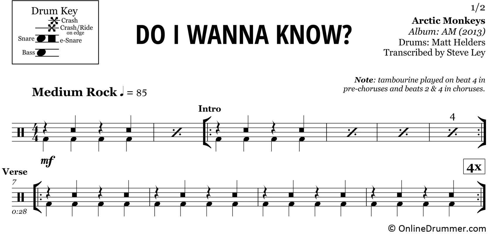 Do I Wanna Know - Arctic Monkeys - Drum Sheet Music - Image 3