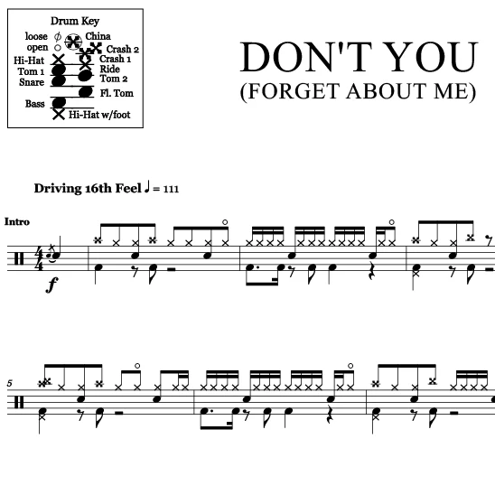 Don't You (Forget About Me) - Simple Minds - Drum Sheet Music - Image 2
