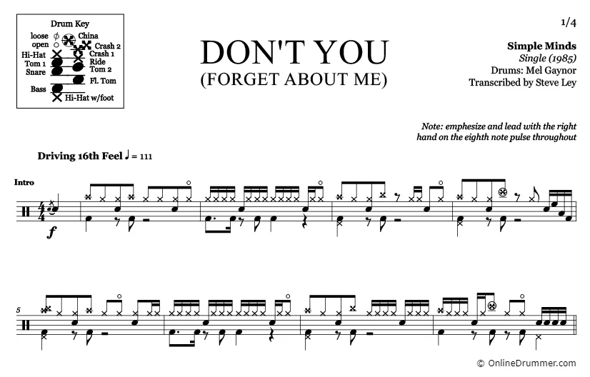 Don't You (Forget About Me) - Simple Minds - Drum Sheet Music - Image 3