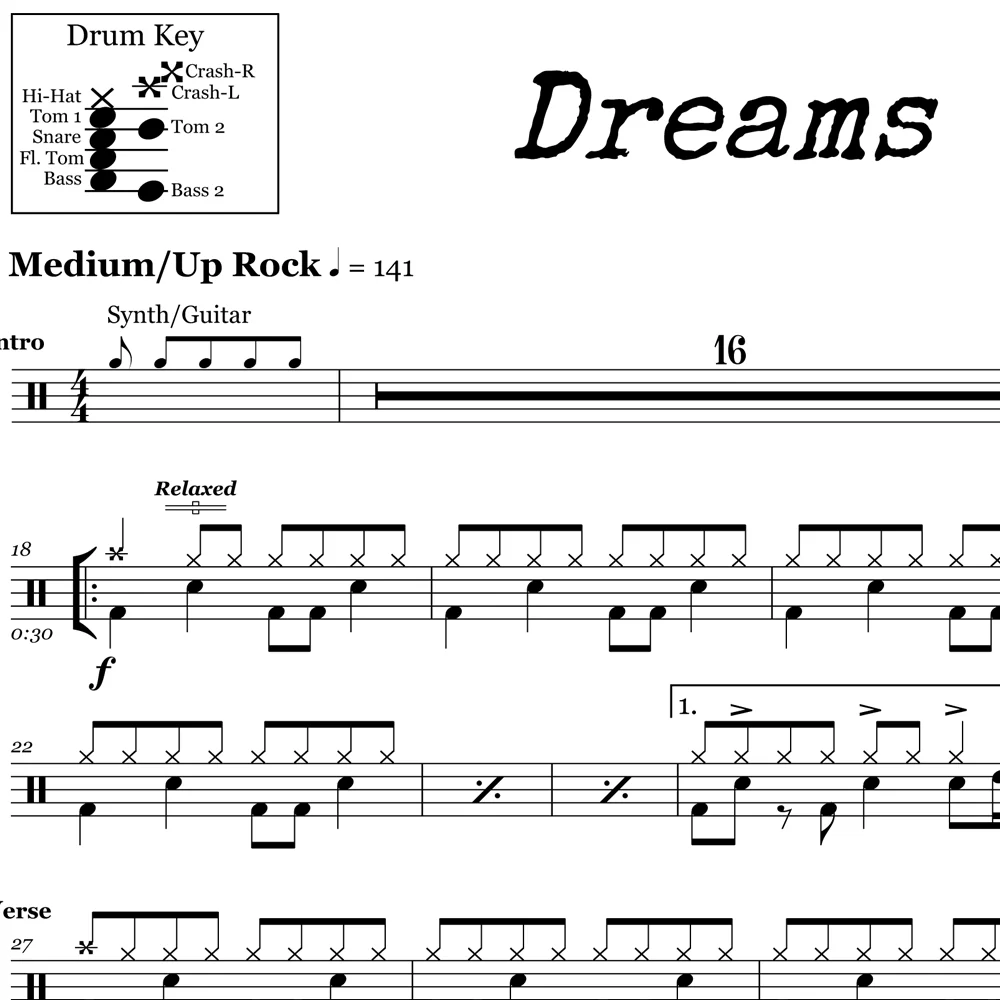 Dreams - Van Halen - Drum Sheet Music - Image 2