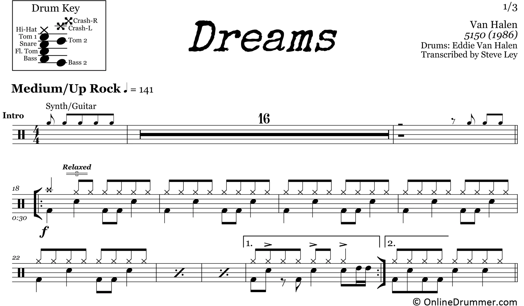 Dreams - Van Halen - Drum Sheet Music - Image 3
