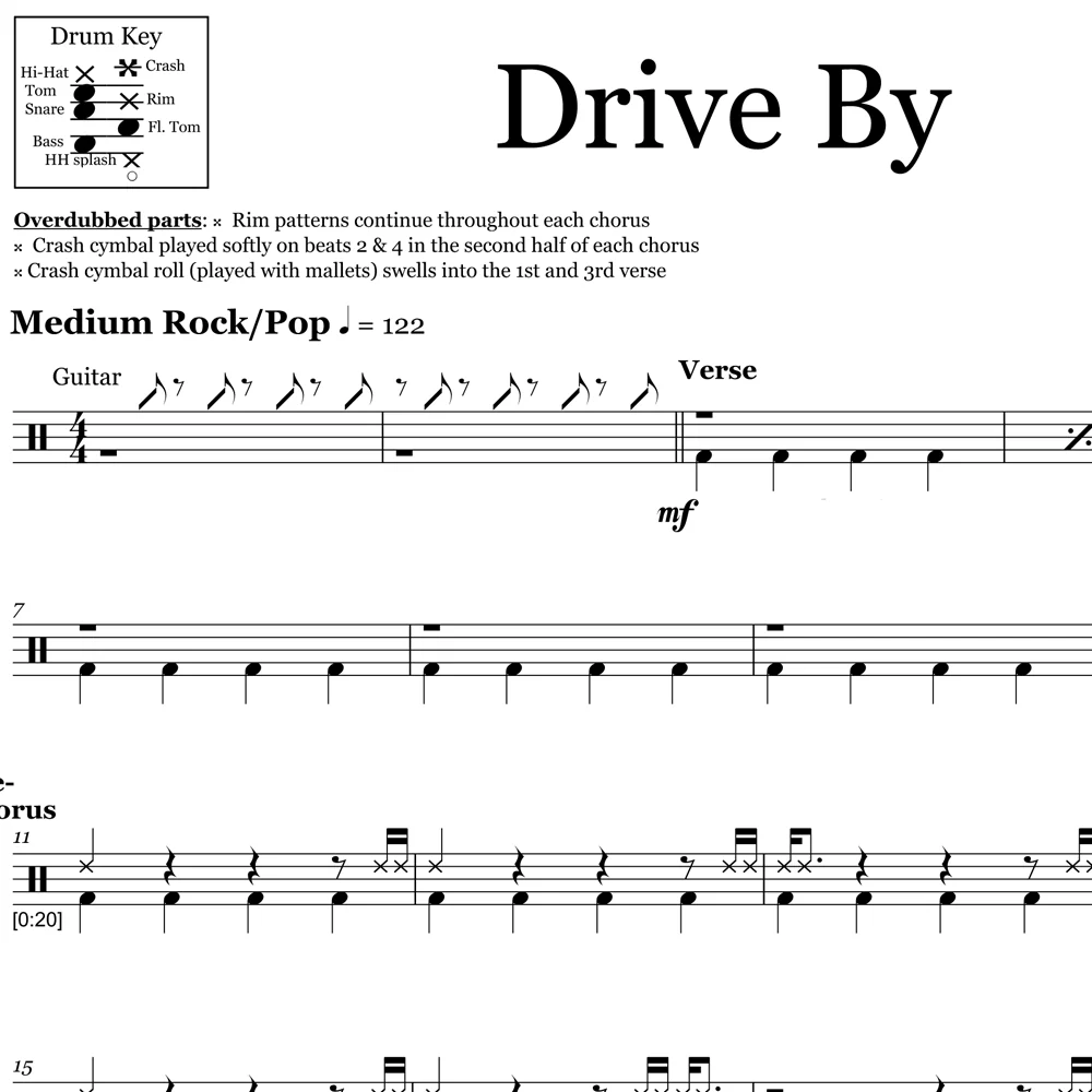 Drive By - Train - Drum Sheet Music - Image 2