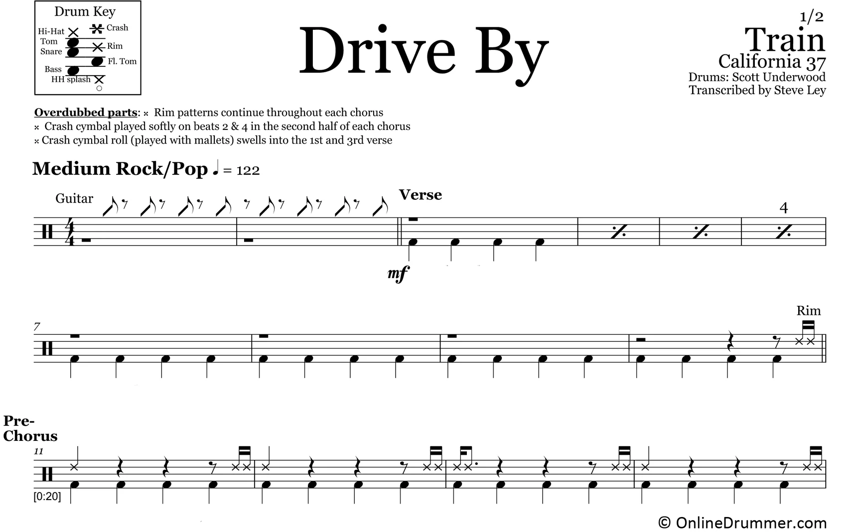Drive By - Train - Drum Sheet Music - Image 3