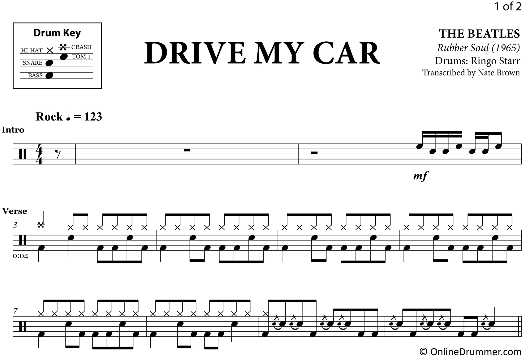 Drive My Car - The Beatles - Drum Sheet Music - Image 3