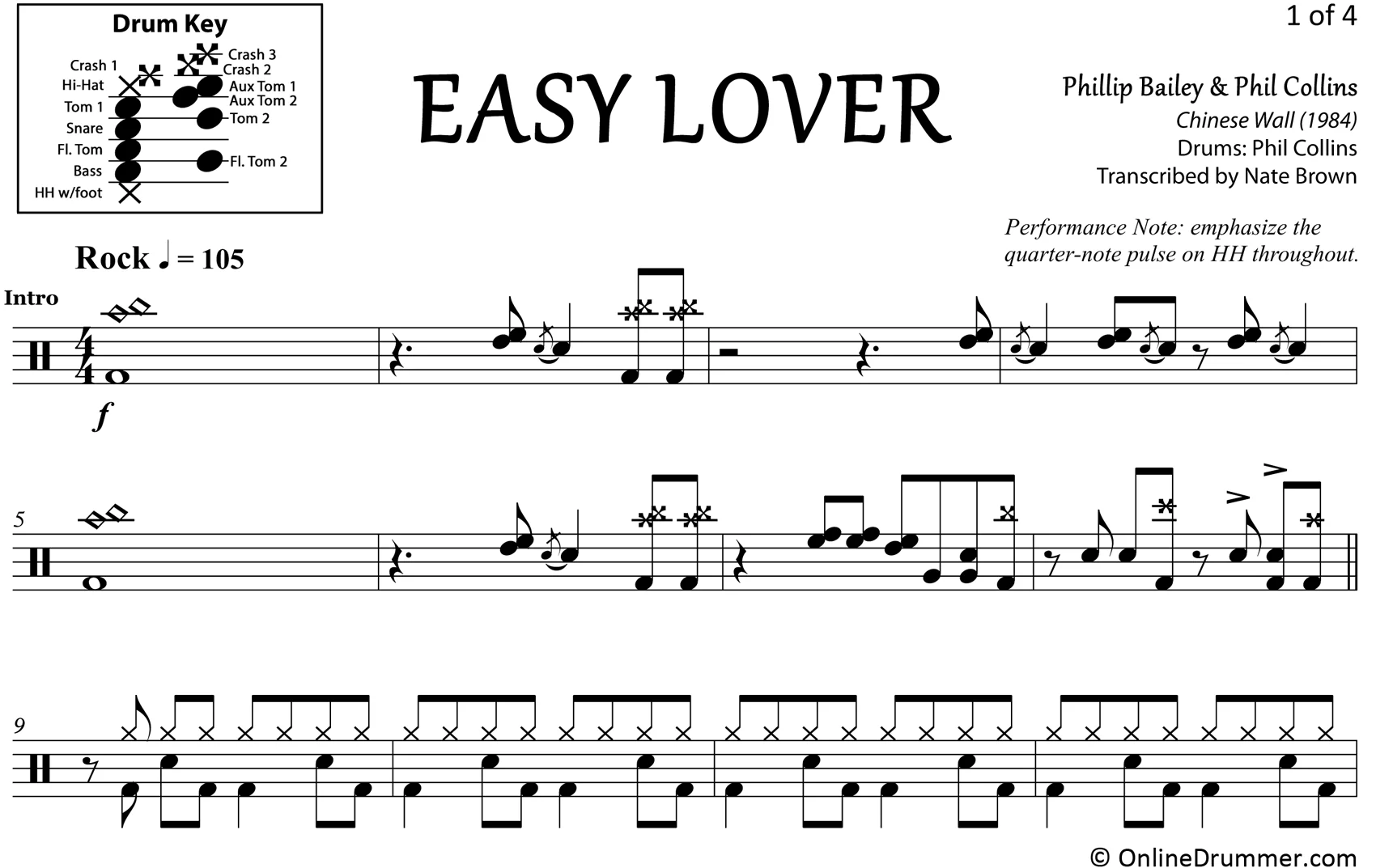 Easy Lover - Phillip Bailey & Phil Collins - Drum Sheet Music - Image 3