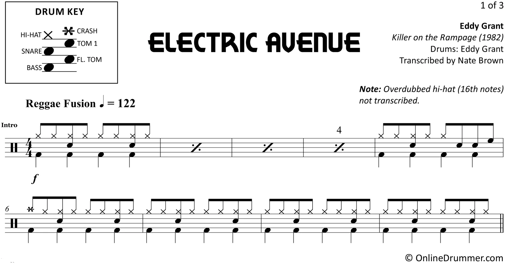 Electric Avenue - Eddy Grant - Drum Sheet Music - Image 3