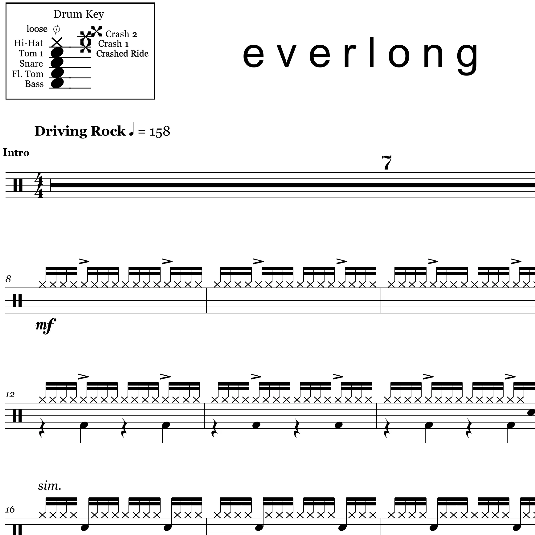 Everlong - Foo Fighters - Drum Sheet Music - Image 2
