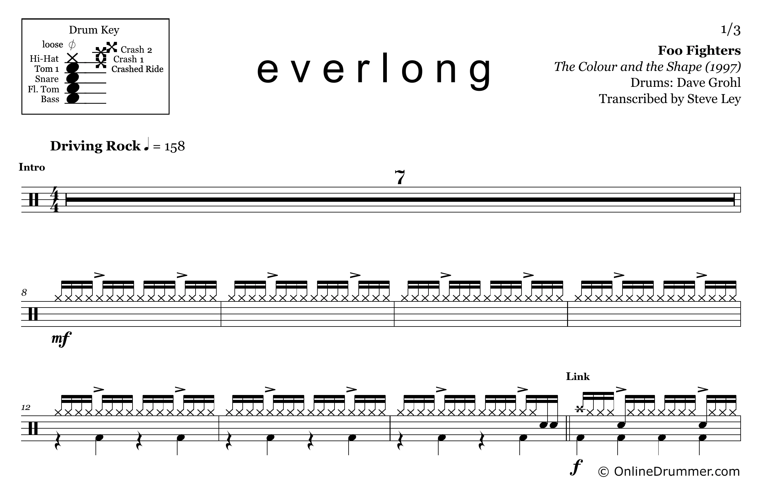 Everlong - Foo Fighters - Drum Sheet Music - Image 3