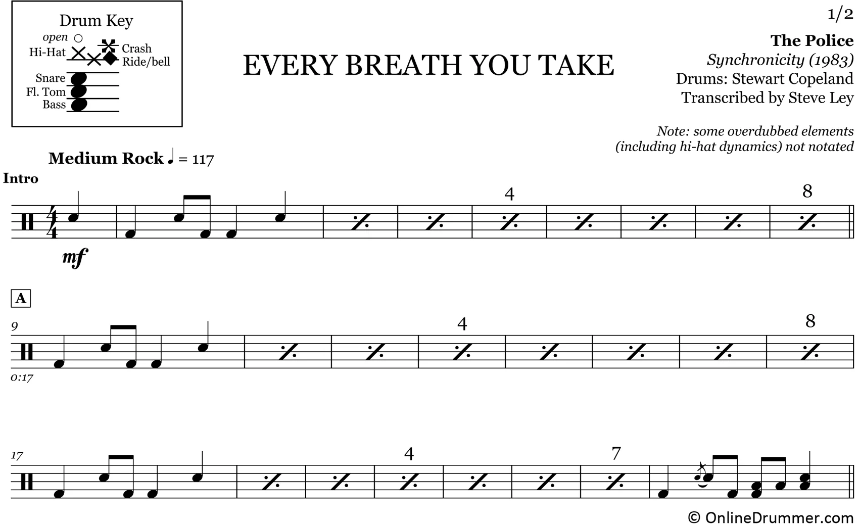 Every Breath You Take - The Police - Drum Sheet Music - Image 3