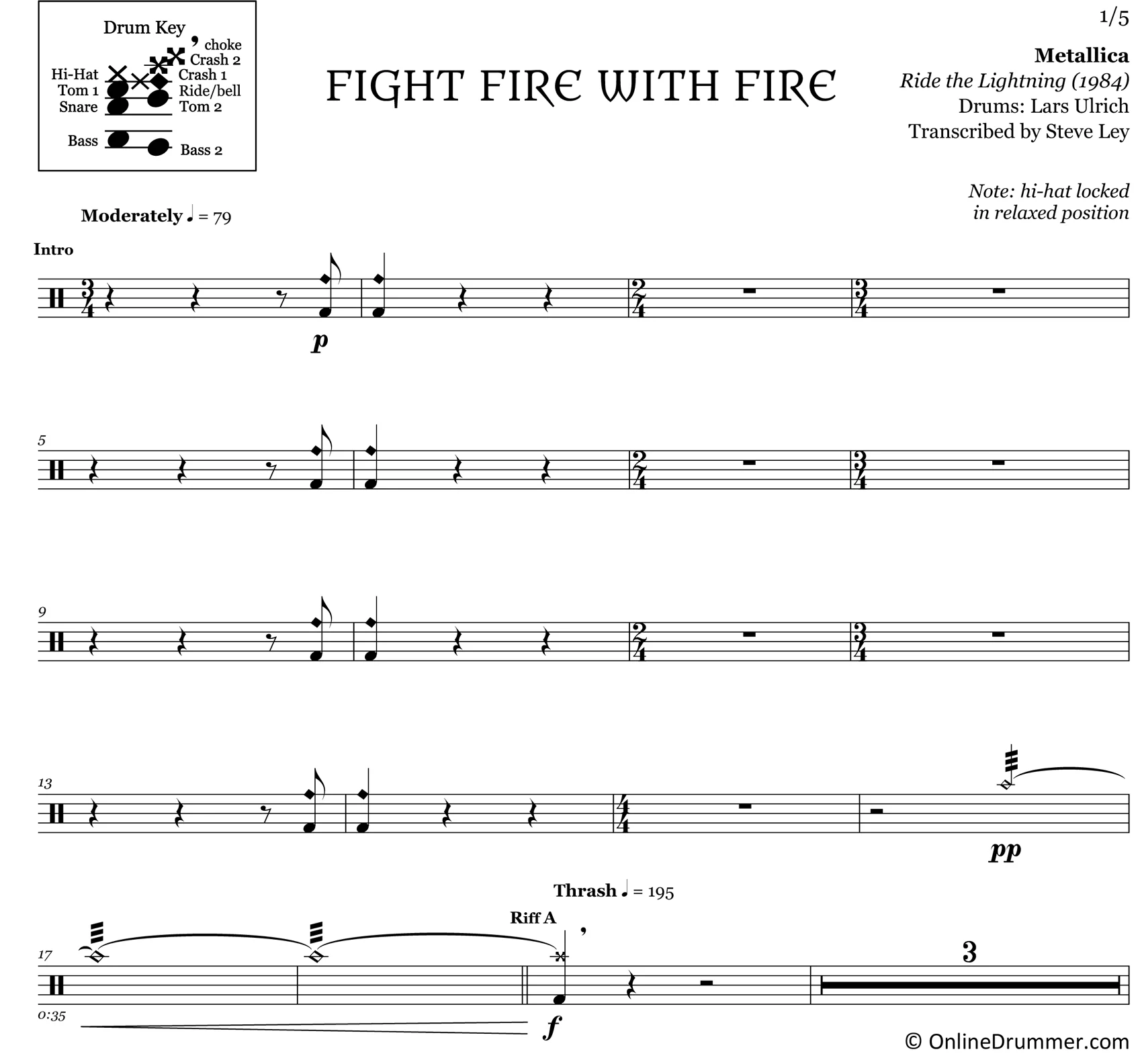 Fight Fire with Fire - Metallica - Drum Sheet Music - Image 3