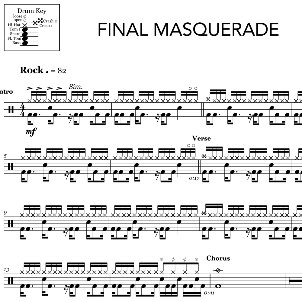 Final Masquerade - Linkin Park - Drum Sheet Music - Image 2