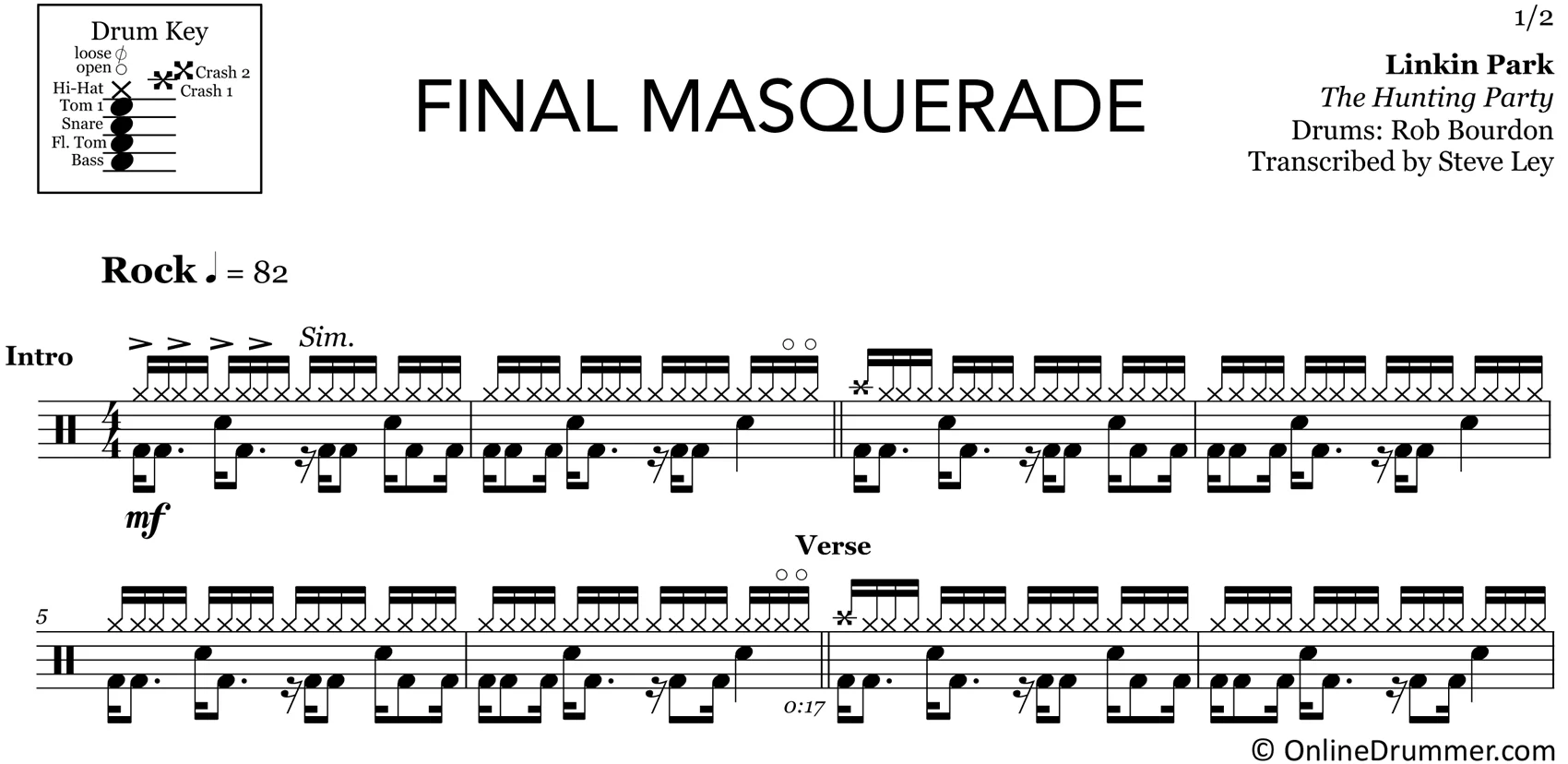 Final Masquerade - Linkin Park - Drum Sheet Music - Image 3