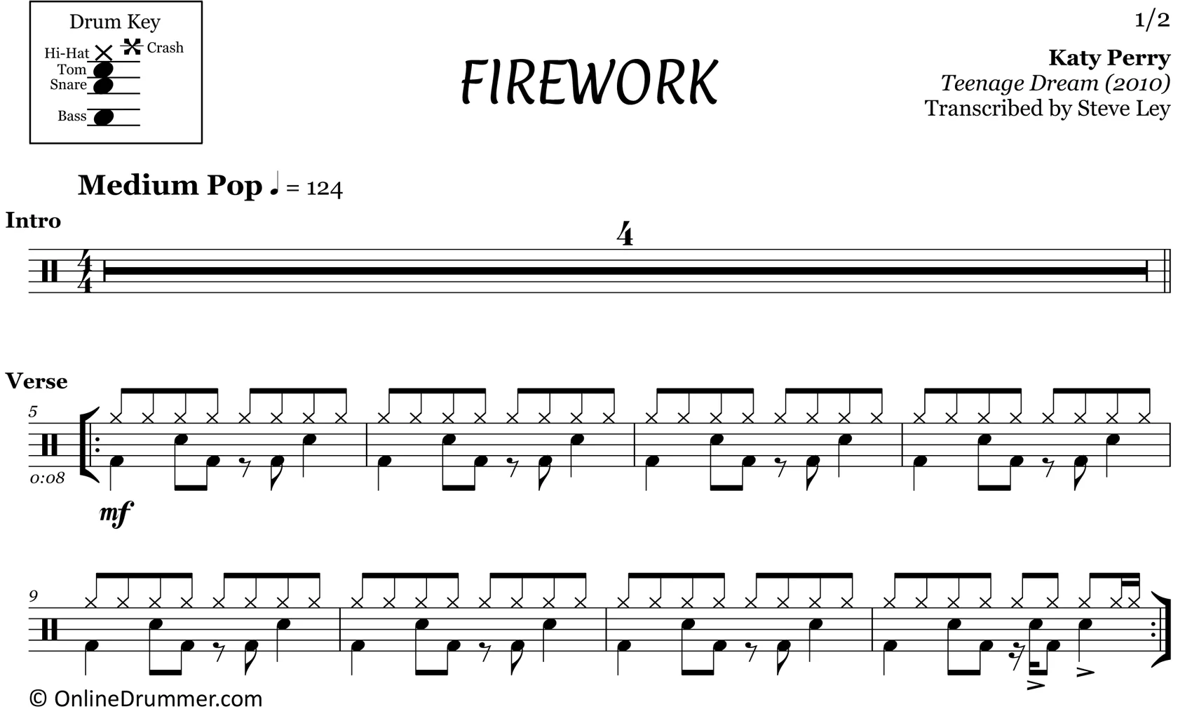 Firework - Katy Perry - Drum Sheet Music - Image 3