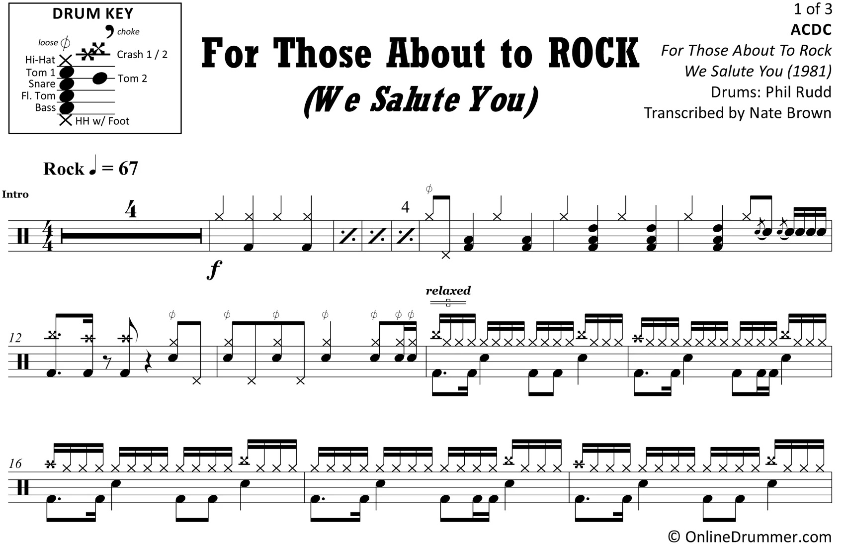 For Those About To Rock (We Salute You) - ACDC - Drum Sheet Music - Image 3