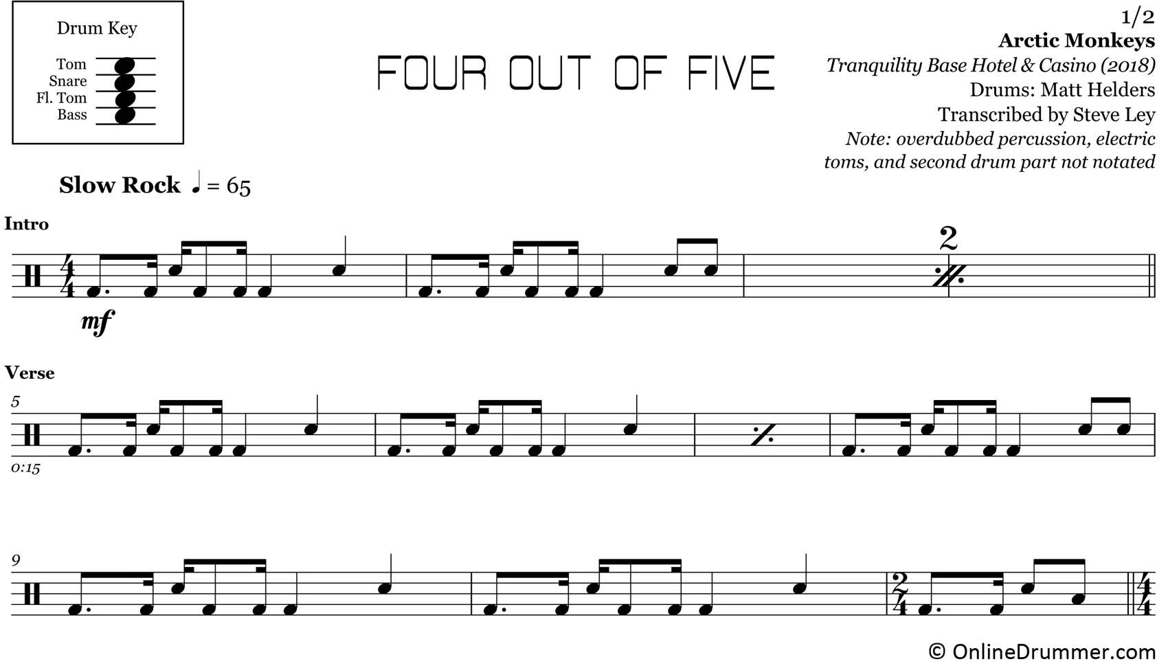 Four Out of Five - Arctic Monkeys - Drum Sheet Music - Image 3