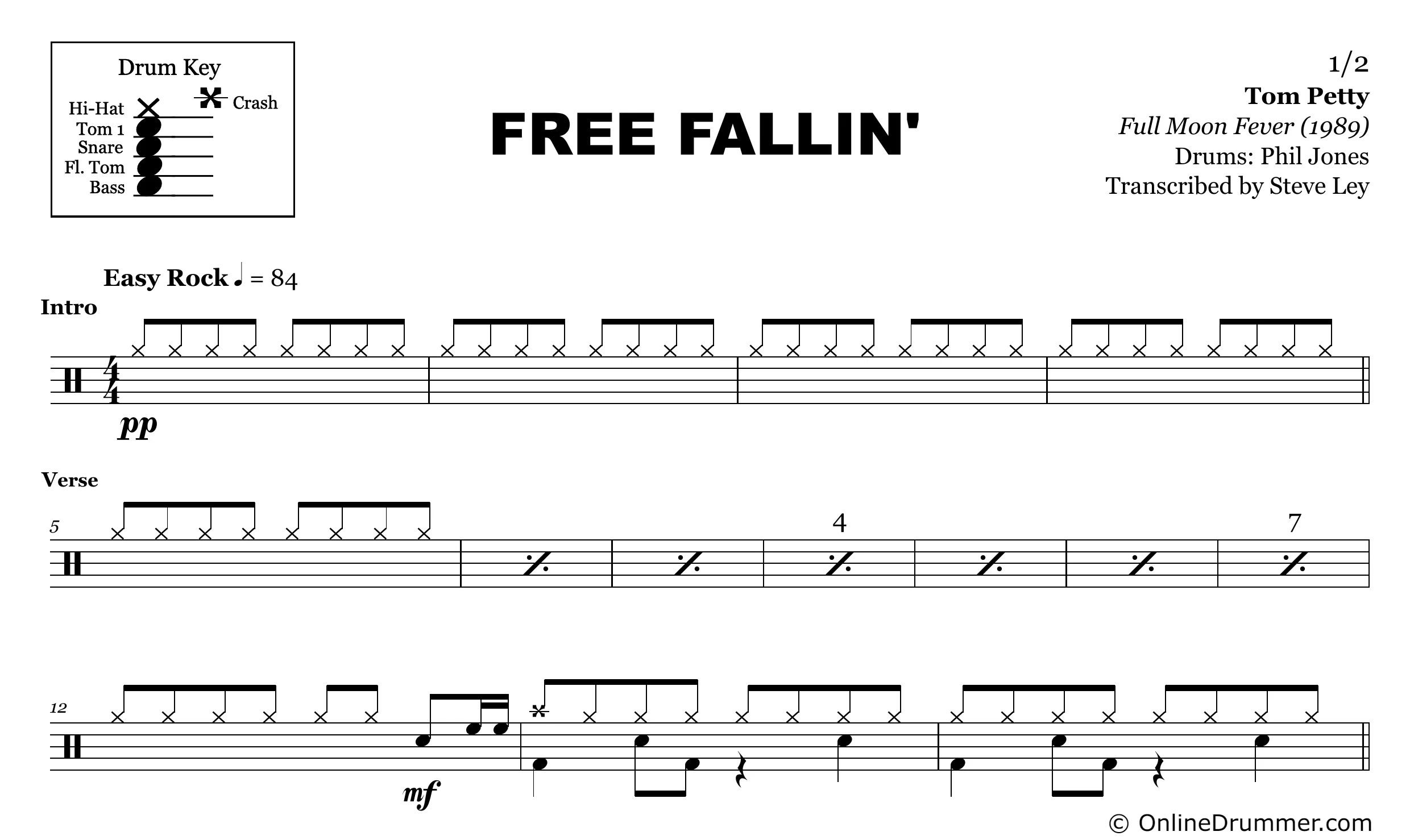 Free Fallin' - Tom Petty - Drum Sheet Music - Image 3