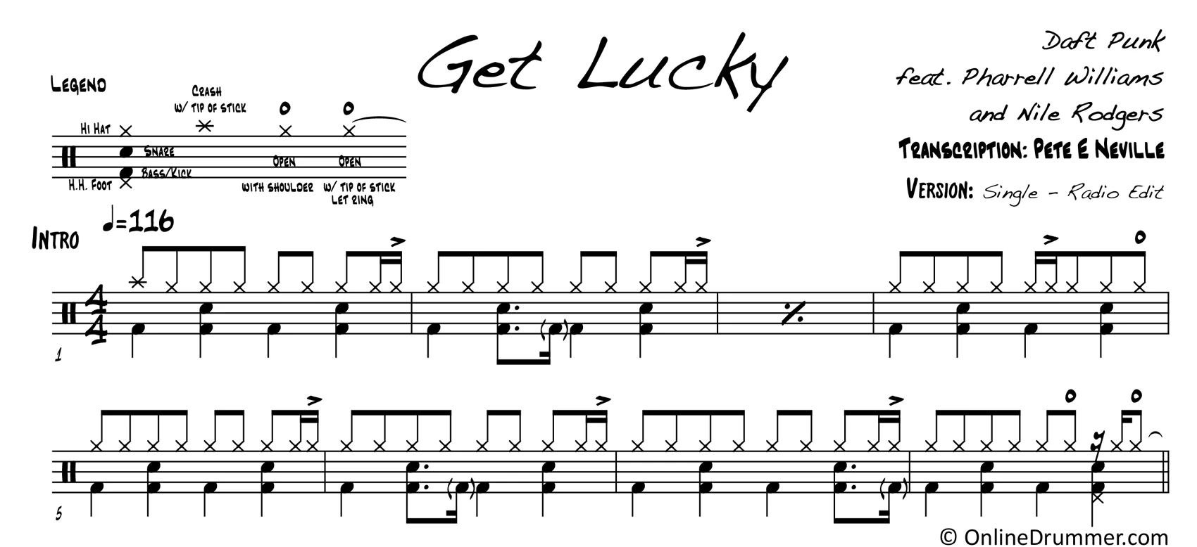 Get Lucky - Daft Punk - Drum Sheet Music - Image 3