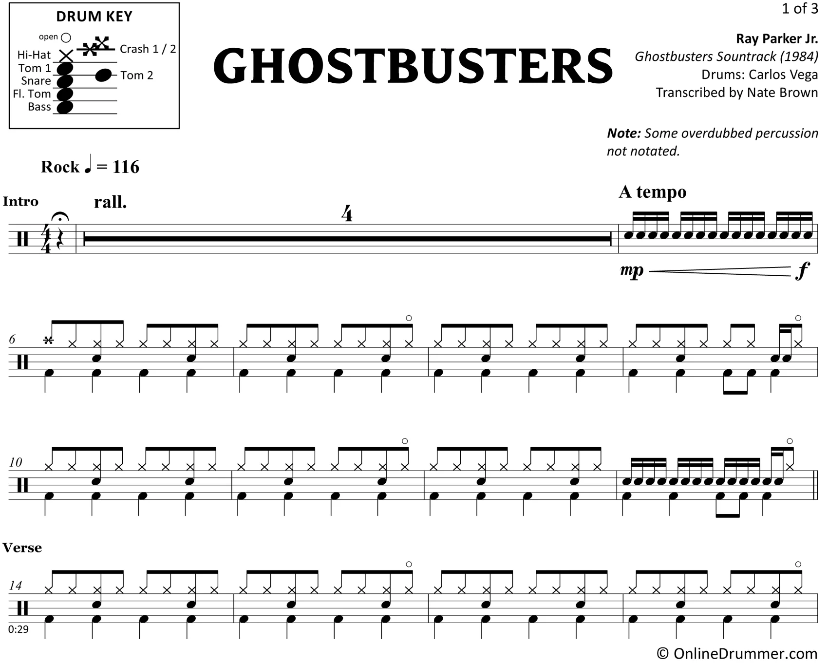 Ghostbusters - Ray Parker Jr. - Drum Sheet Music - Image 3