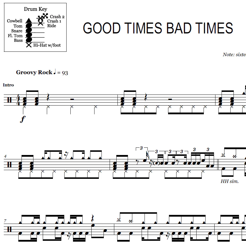 Good Times Bad Times - Led Zeppelin - Drum Sheet Music - Image 2