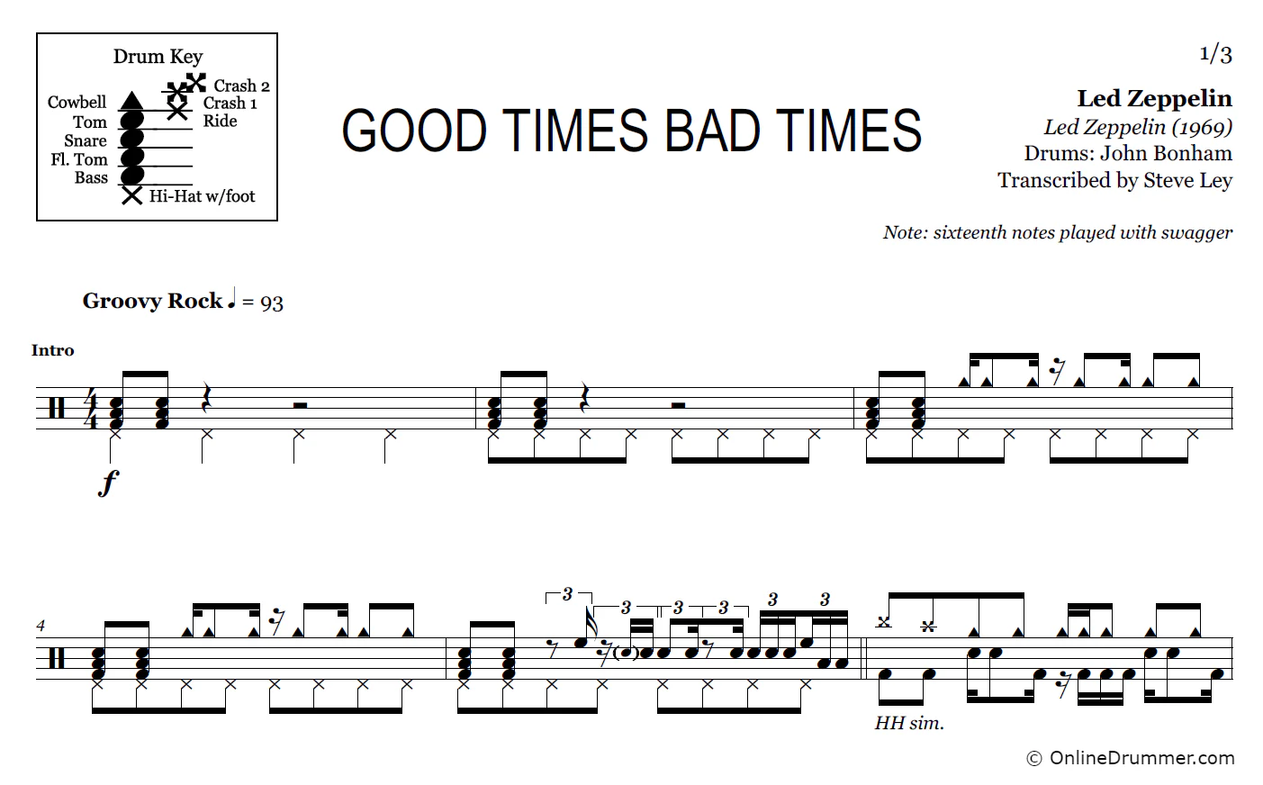 Good Times Bad Times - Led Zeppelin - Drum Sheet Music - Image 3