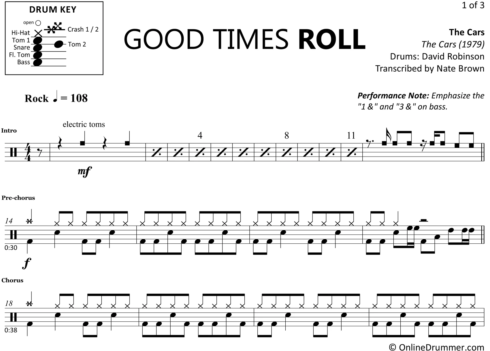 Good Times Roll - The Cars - Drum Sheet Music - Image 3
