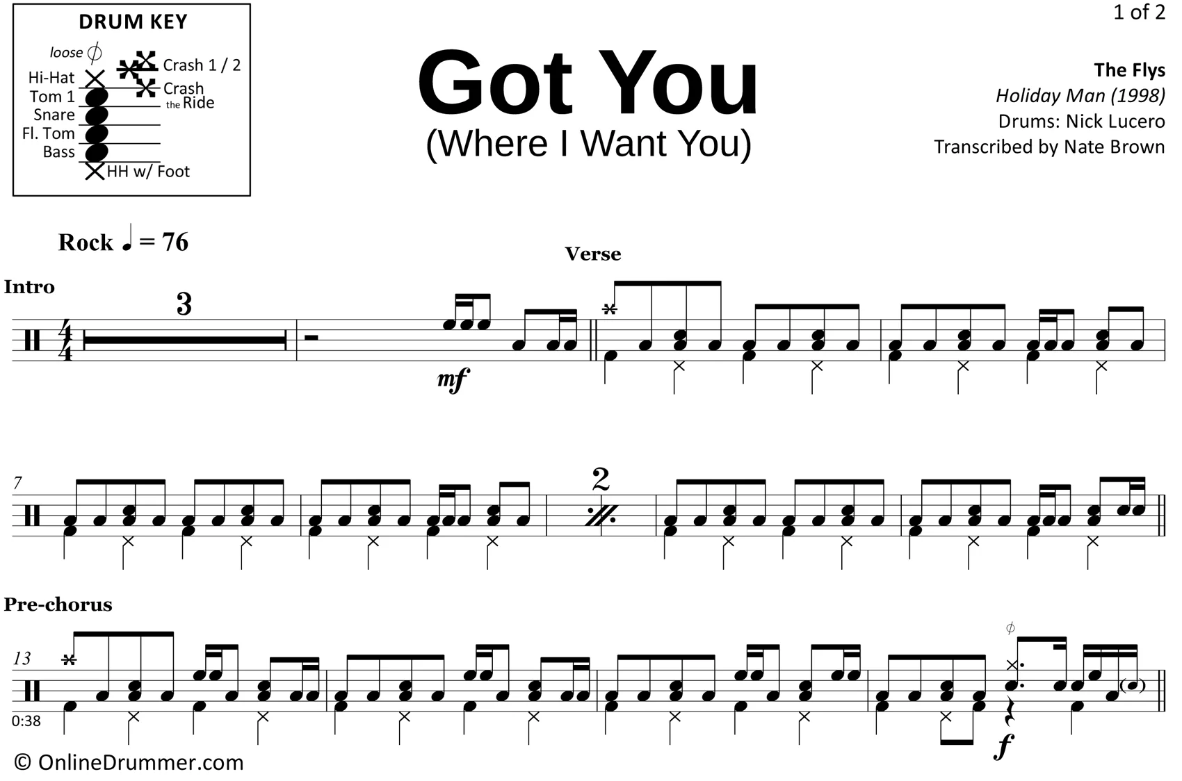 Got You (Where I Want You) - The Flys - Drum Sheet Music - Image 3