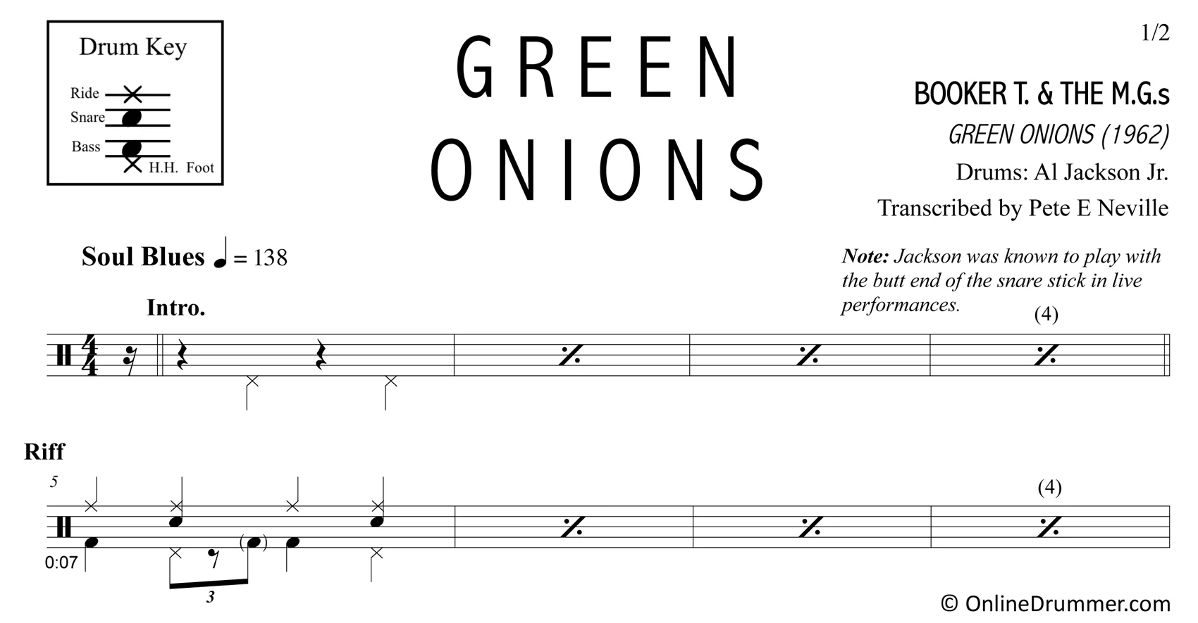 Green Onions - Booker T. & The M.G.s - Drum Sheet Music - Image 3