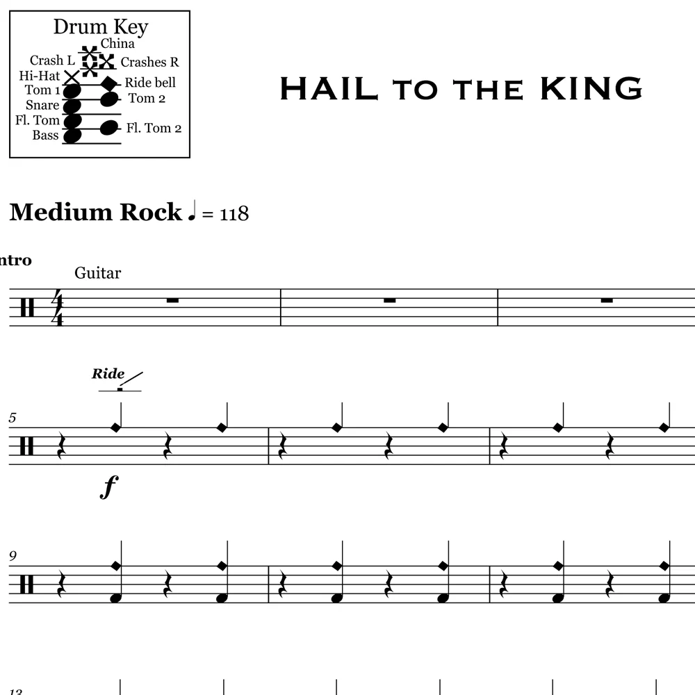 Hail to the King - Avenged Sevenfold - Drum Sheet Music - Image 2