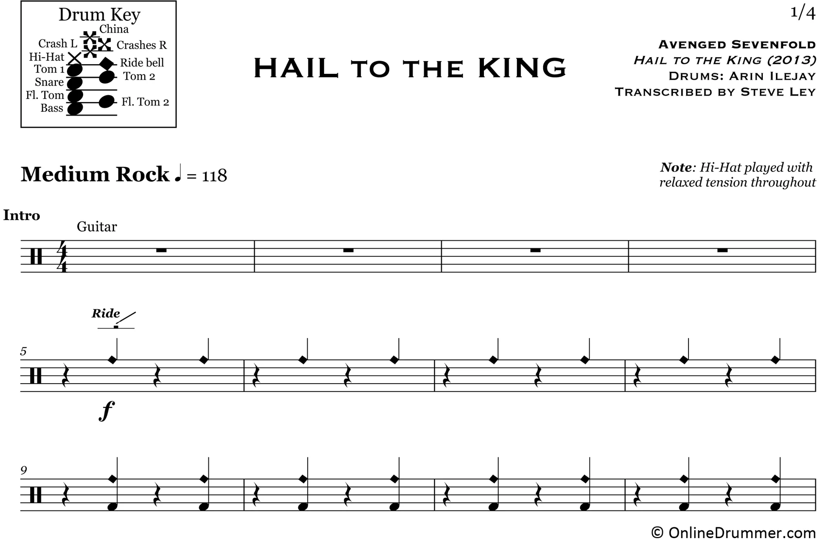 Hail to the King - Avenged Sevenfold - Drum Sheet Music - Image 3