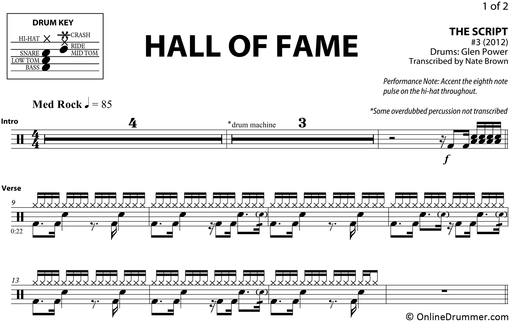 Hall of Fame - The Script - Drum Sheet Music - Image 3