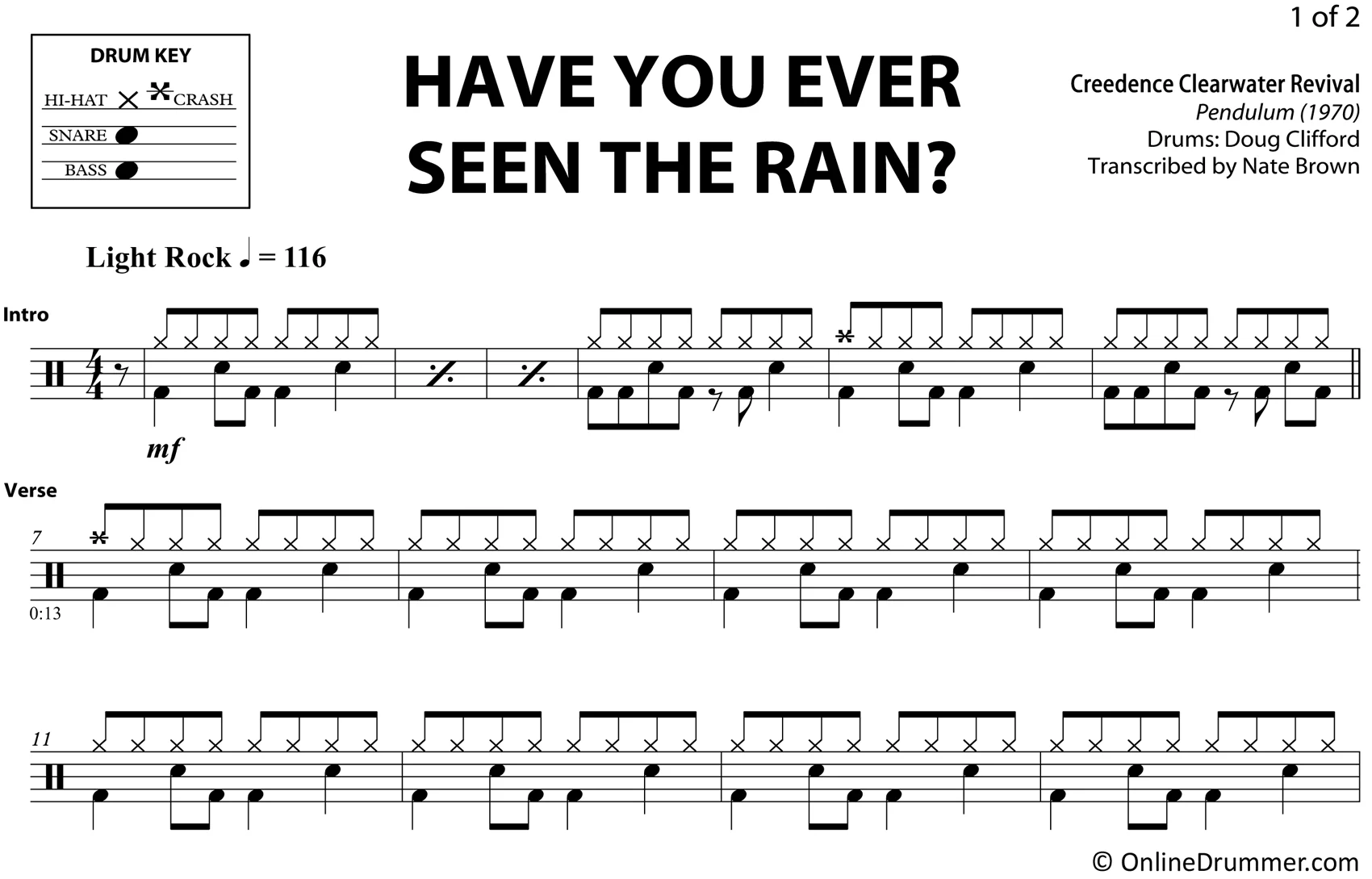 Have You Ever Seen The Rain - Creedence Clearwater Revival - Drum Sheet Music - Image 3