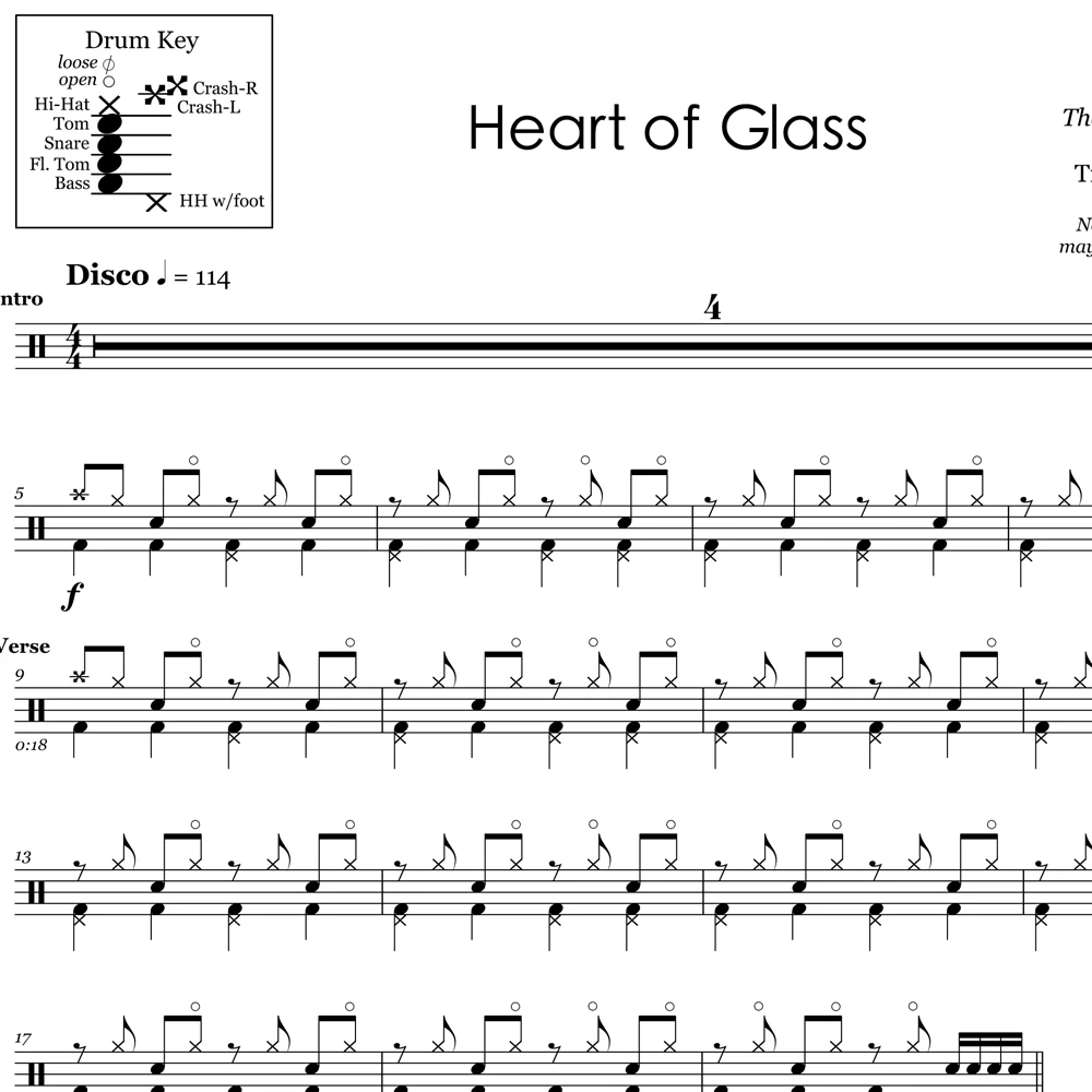 Heart of Glass - Blondie - Drum Sheet Music - Image 2
