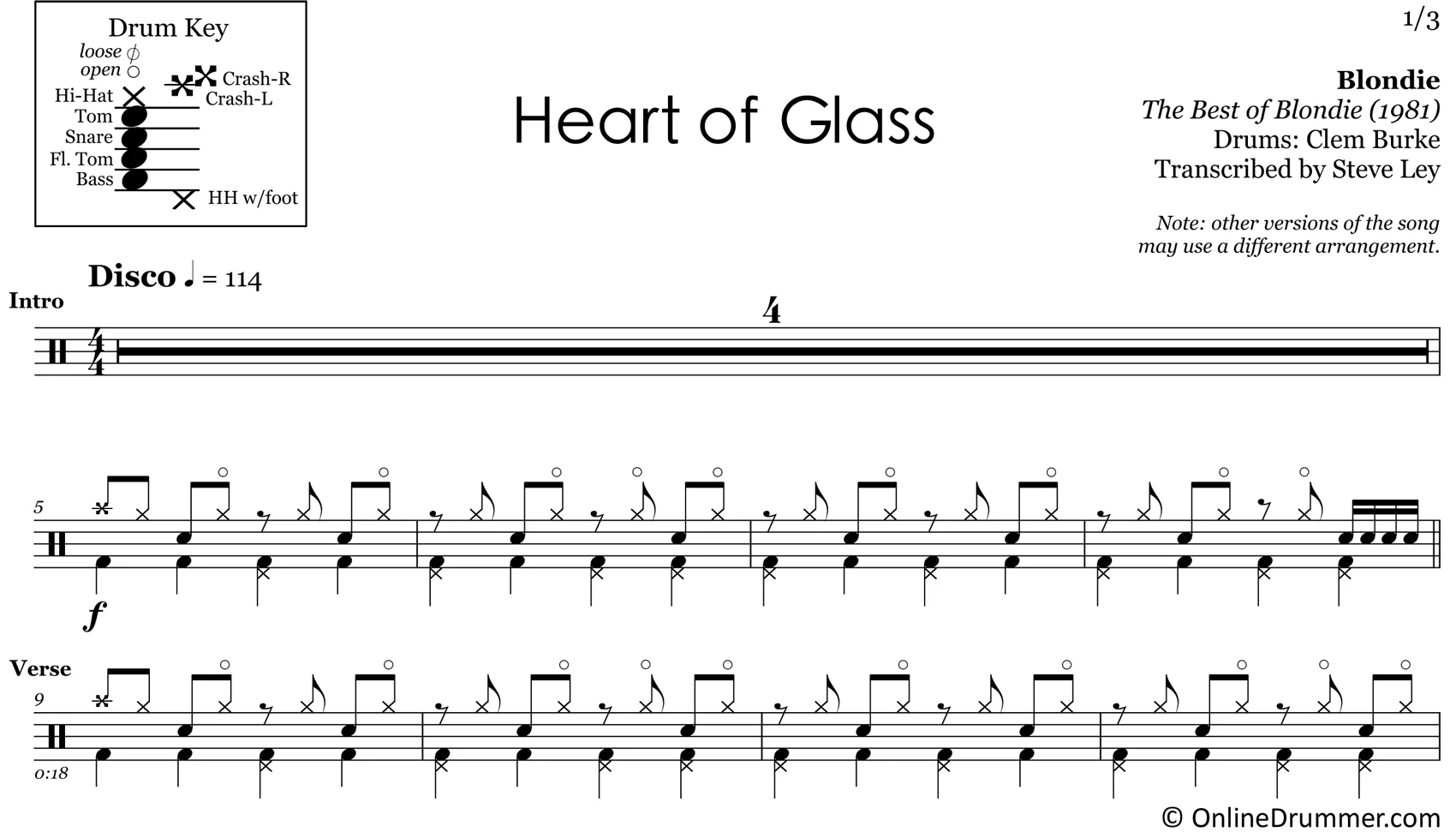 Heart of Glass - Blondie - Drum Sheet Music - Image 3