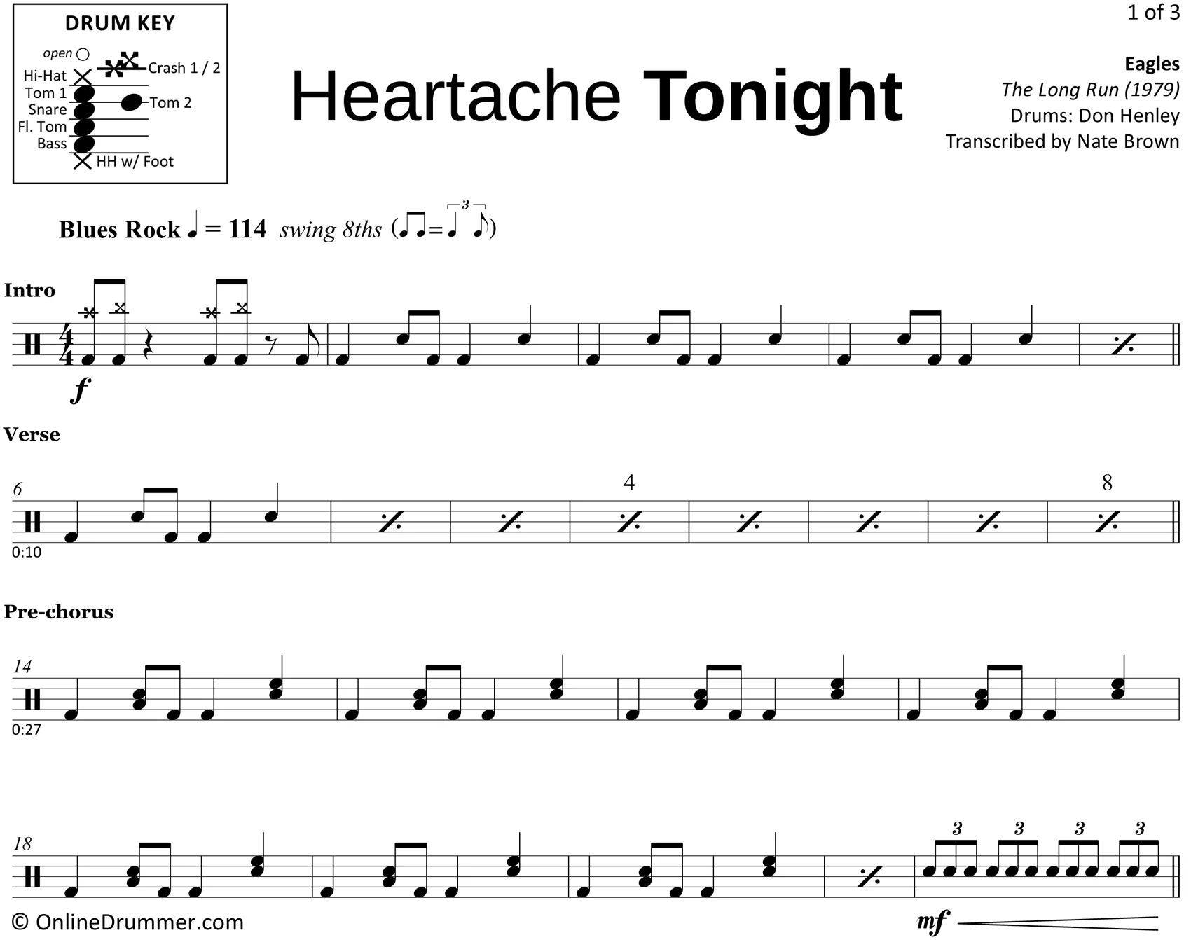 Heartache Tonight - Eagles - Drum Sheet Music - Image 3
