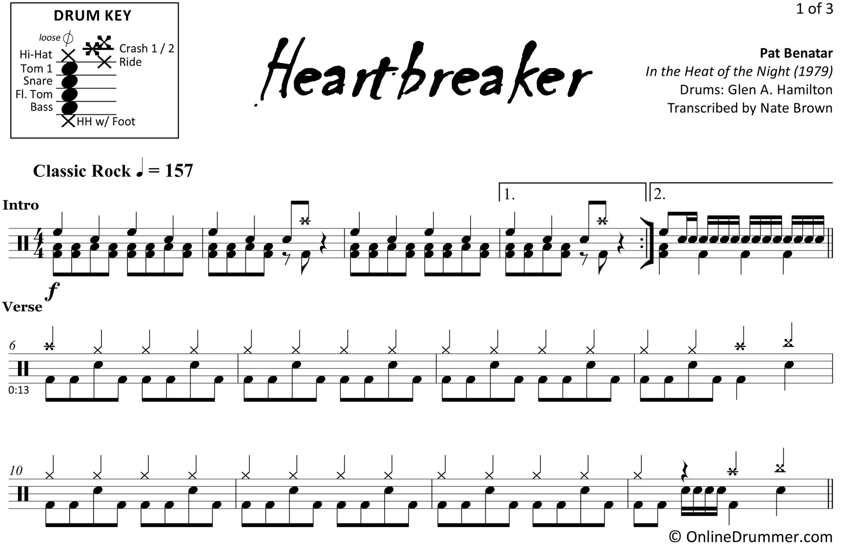 Heartbreaker - Pat Benatar - Drum Sheet Music - Image 3