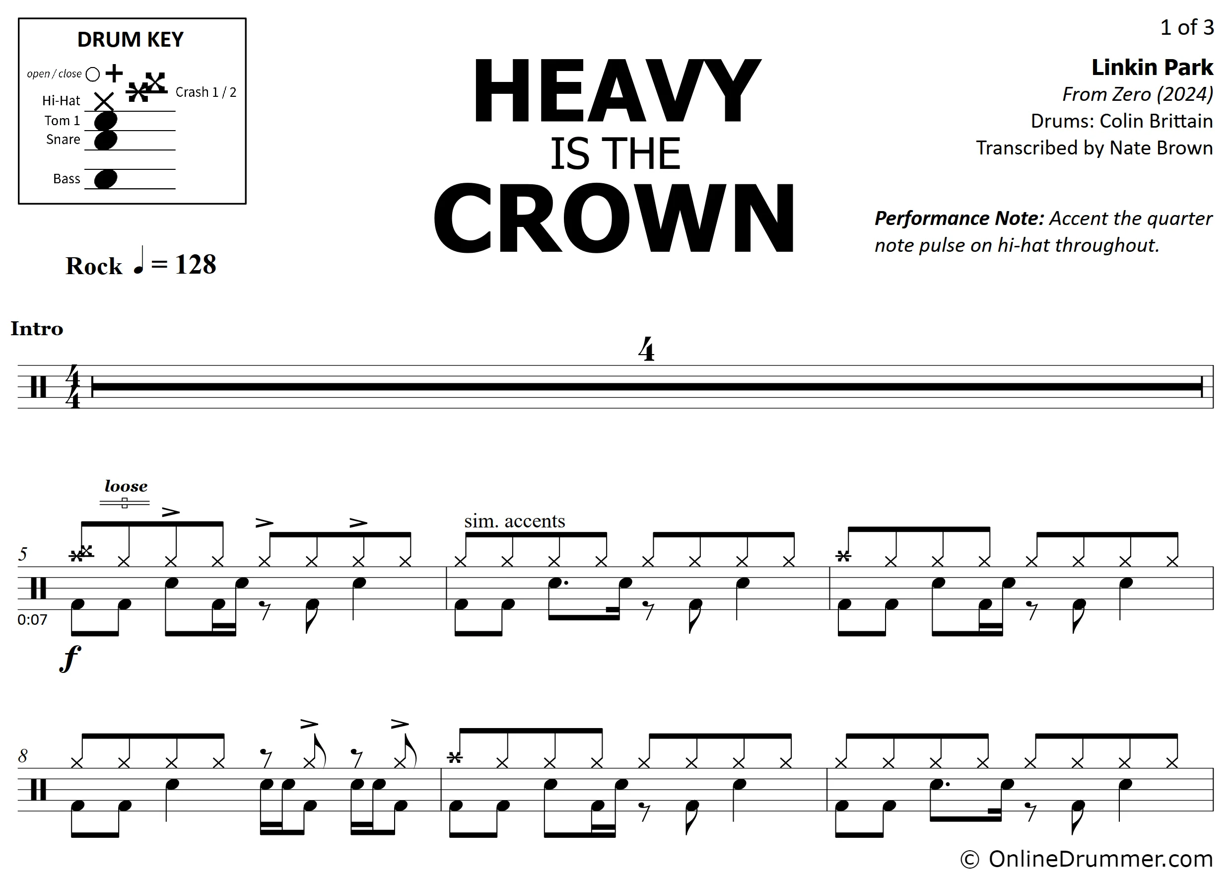 Heavy is the Crown - Linkin Park - Drum Sheet Music - Image 3