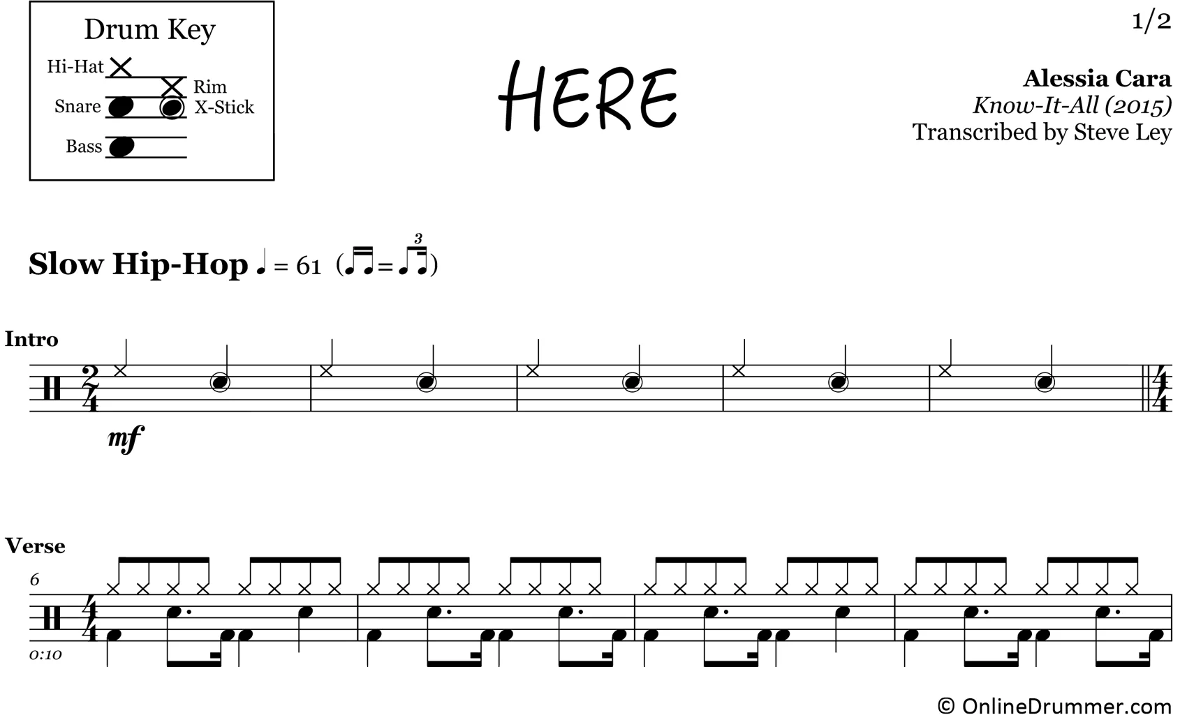 Here - Alessia Cara - Drum Sheet Music - Image 3