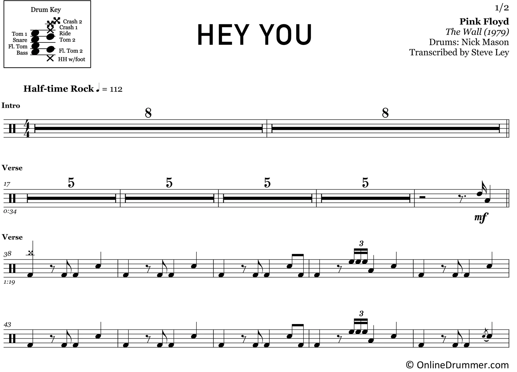 Hey You - Pink Floyd - Drum Sheet Music - Image 3