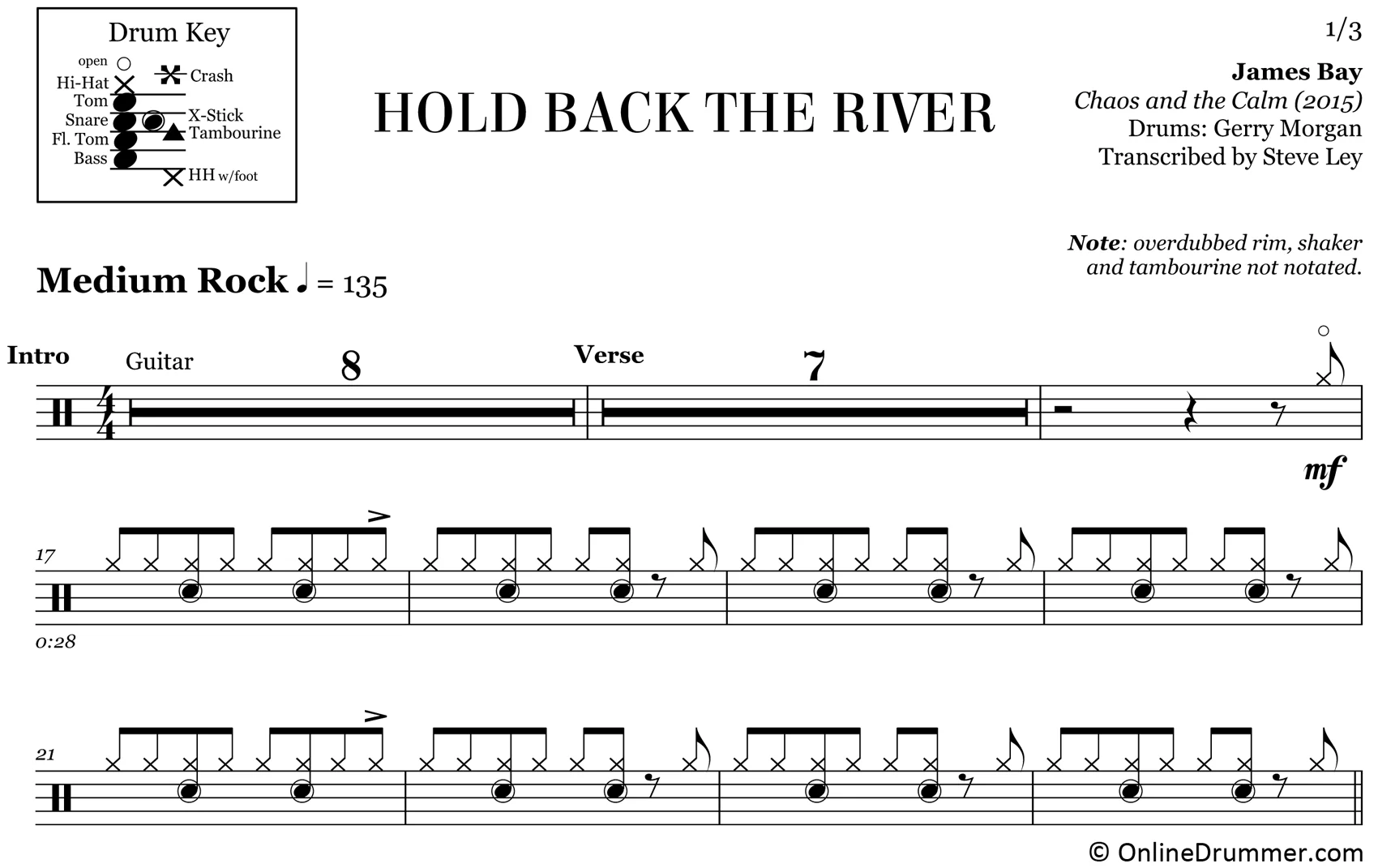 Hold Back The River - James Bay - Drum Sheet Music - Image 3