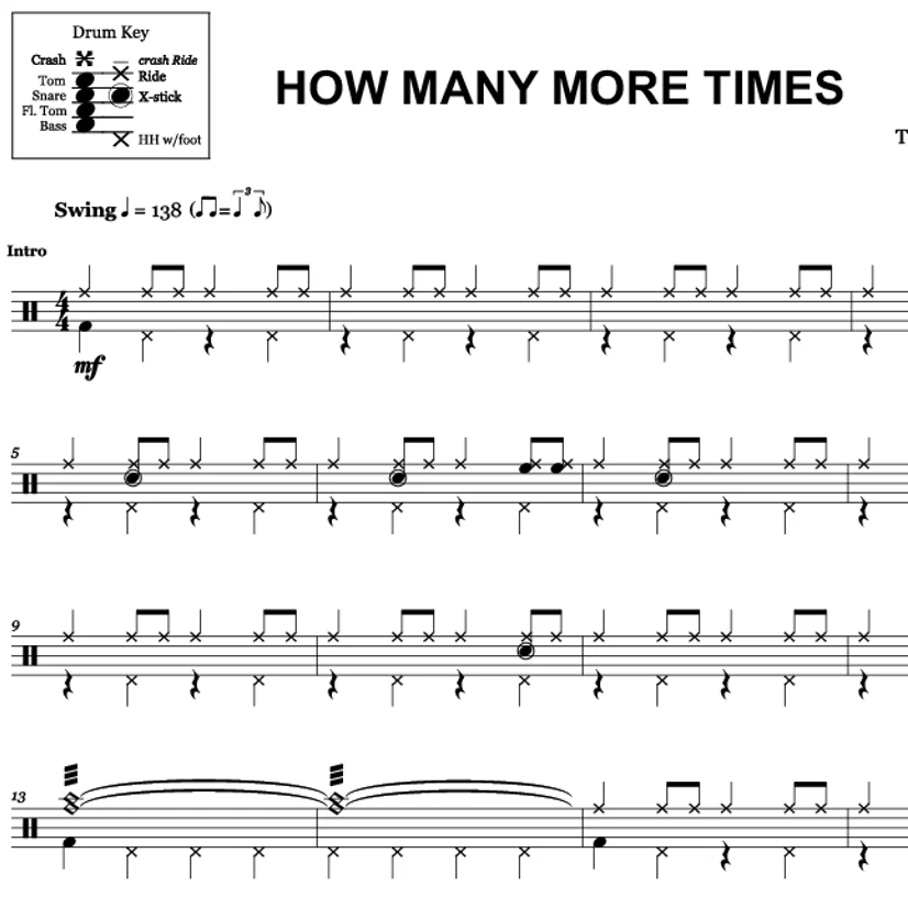 How Many More Times - Led Zeppelin - Drum Sheet Music - Image 2