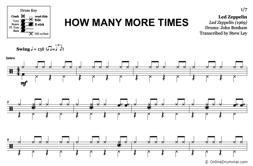 How Many More Times - Led Zeppelin - Drum Sheet Music - Image 3
