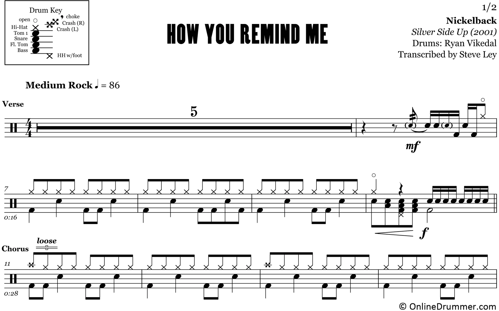 How You Remind Me - Nickelback - Drum Sheet Music - Image 3