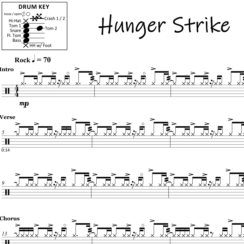 Hunger Strike - Temple of the Dog - Drum Sheet Music - Image 2