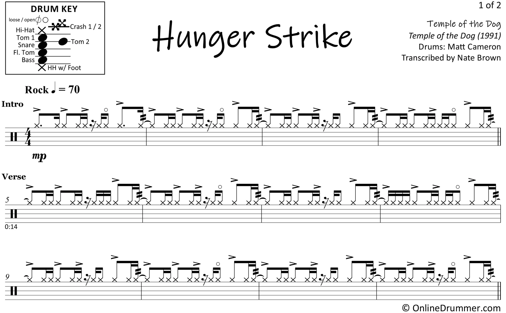 Hunger Strike - Temple of the Dog - Drum Sheet Music - Image 3