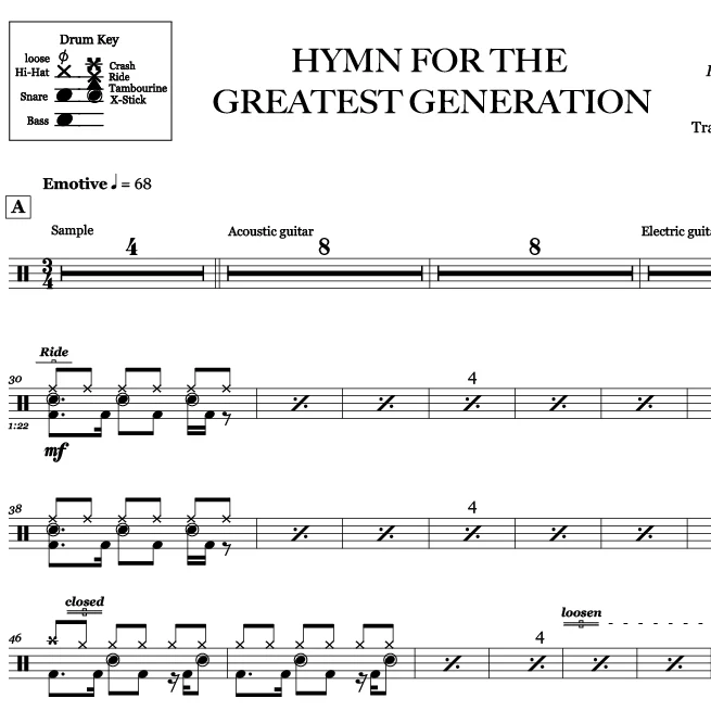 Hymn for the Greatest Generation - Caspian - Drum Sheet Music - Image 2