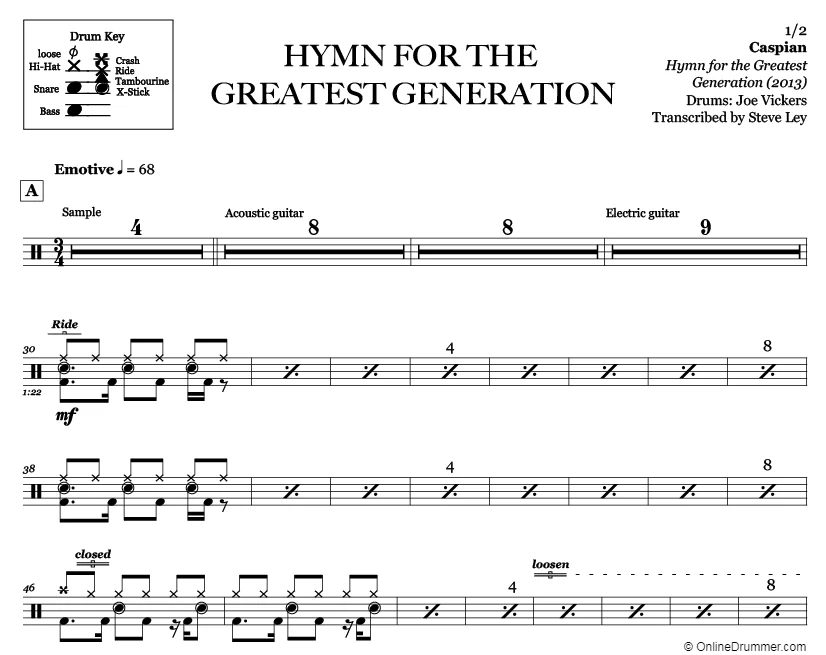 Hymn for the Greatest Generation - Caspian - Drum Sheet Music - Image 3