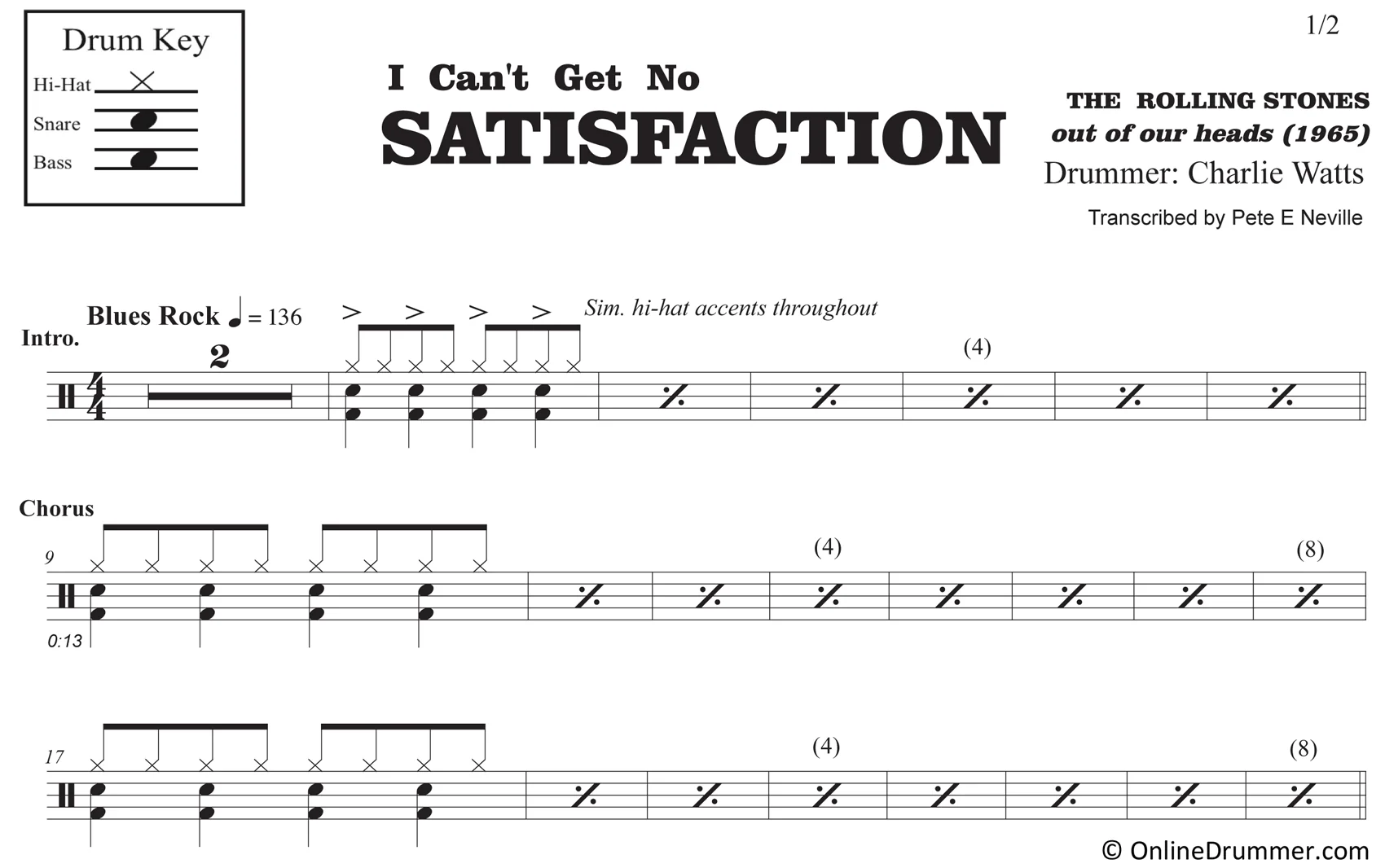 (I Can't Get No) Satisfaction - The Rolling Stones - Drum Sheet Music - Image 3