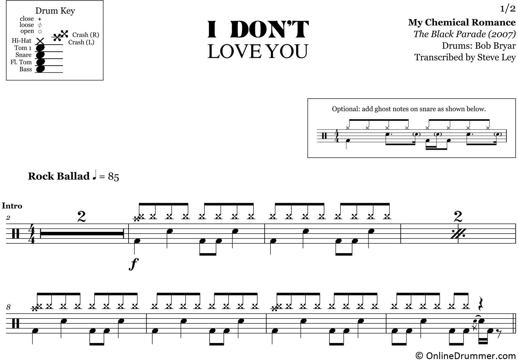 I Don't Love You - My Chemical Romance - Drum Sheet Music - Image 3