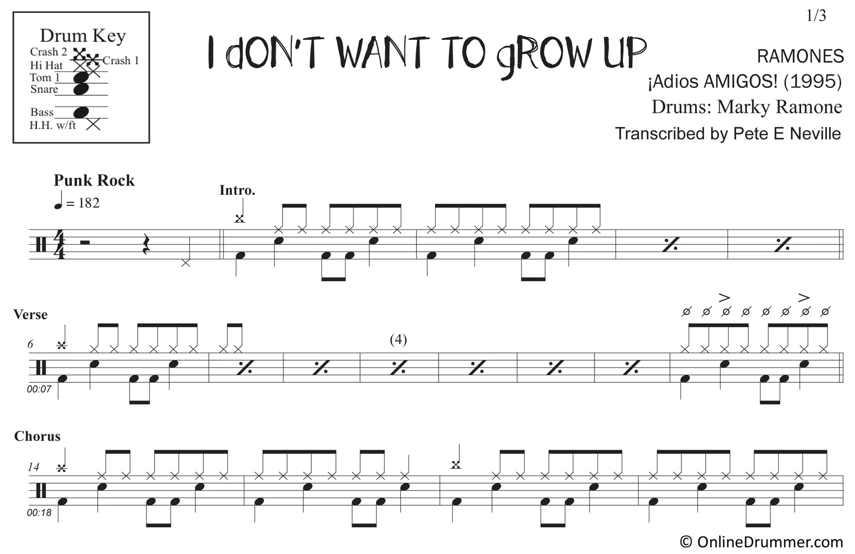 I Don't Want To Grow Up - Ramones - Drum Sheet Music - Image 3