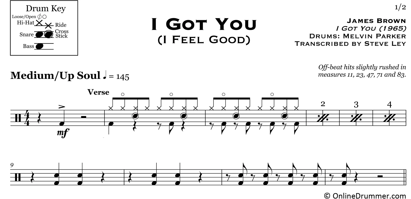 I Got You (I Feel Good) - James Brown - Drum Sheet Music - Image 3